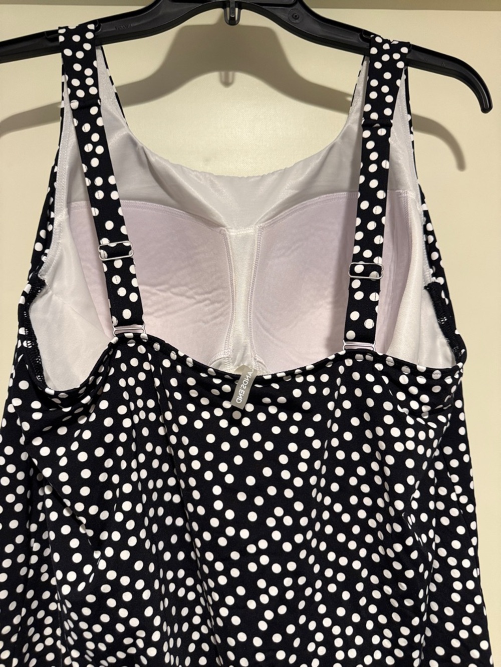 Lands End  Black and White Polka Dot Tankini Top, size 18 - Picture 5 of 8